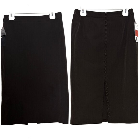 NWT Mango High Waist Button Slit Pencil Skirt Brown Petite / XS - Picture 1 of 10